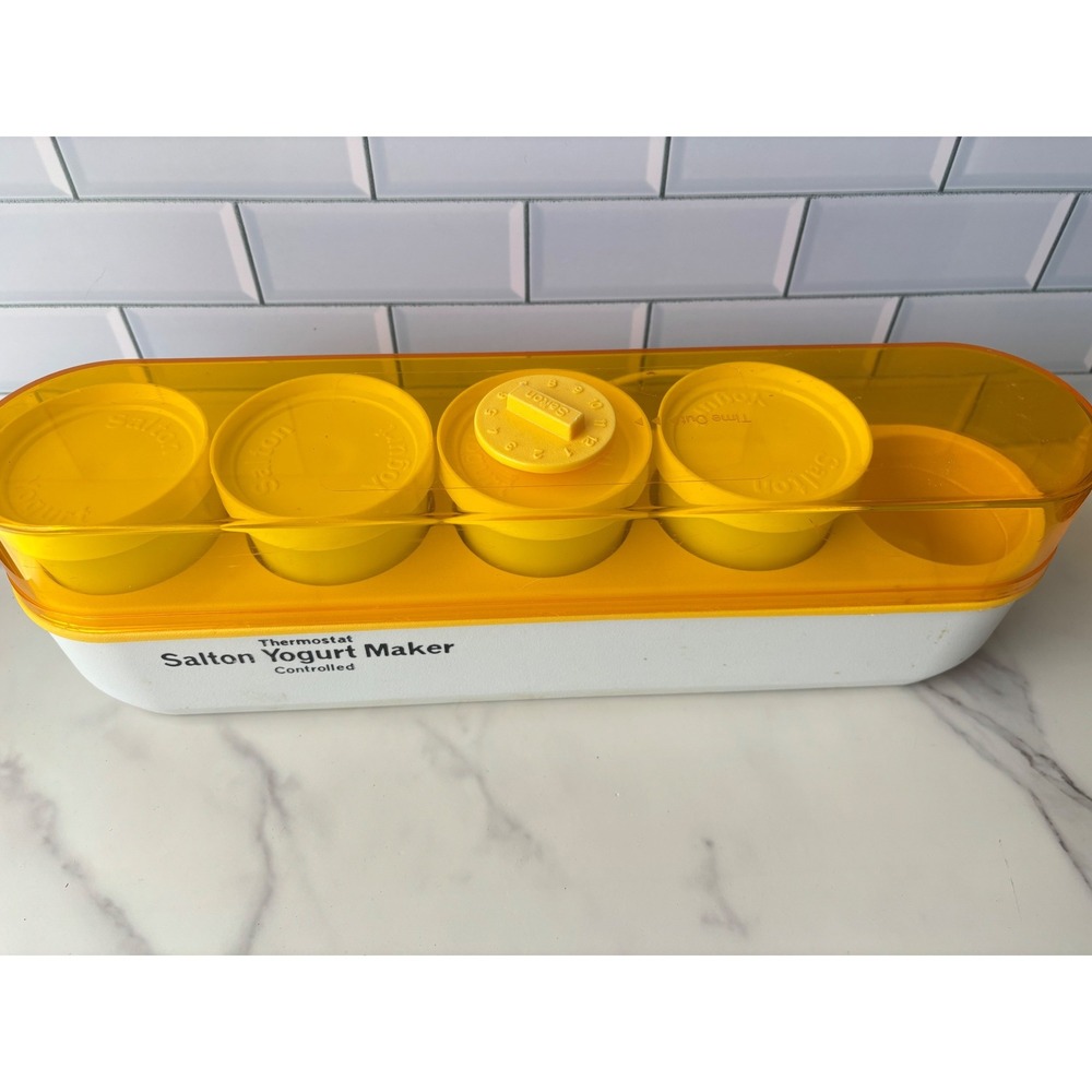 Vintage Salton Thermostat Controlled Yogurt Maker Yellow White Retro Appliance